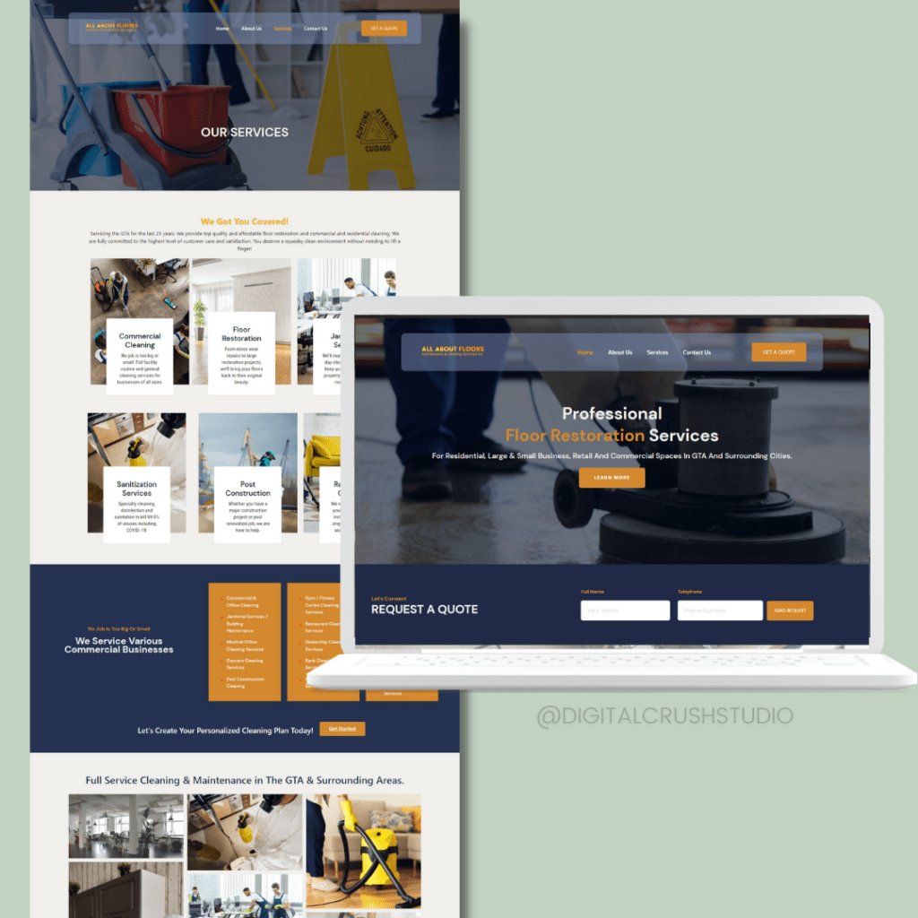 cleaning company web design, web design toronto, digital crush studio